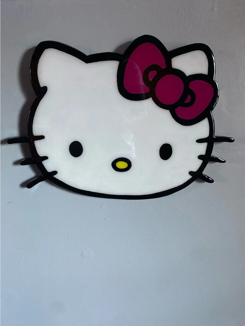 Hello Kitty Wood Cut out Wall Sticker - White Face with Pink Bow and Yellow Nose